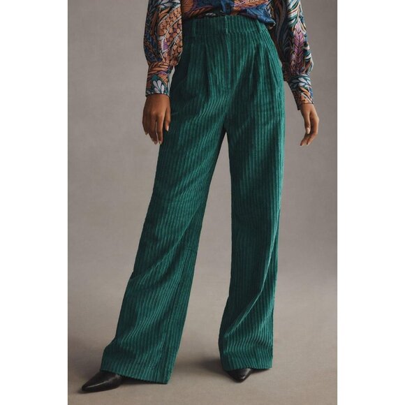 Farm Rio Pants - NWT Farm Rio Corduroy Wide Leg Pants Size L Green High waist